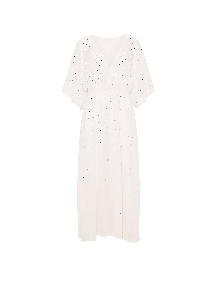 victoria secret white beach dresses Beachwear Mirrored Chiffon Maxi Dress, White/ivory, XS/S - Women's Cover-Ups sheath black girl sequins Ibiza Outfits sumptuous satin 尺寸:m