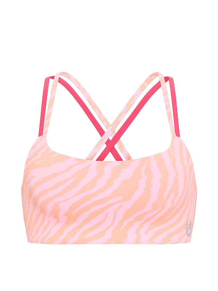PINK Relay Square-Neck Sports Bra, Zebra, offModelFront, 3 of 3