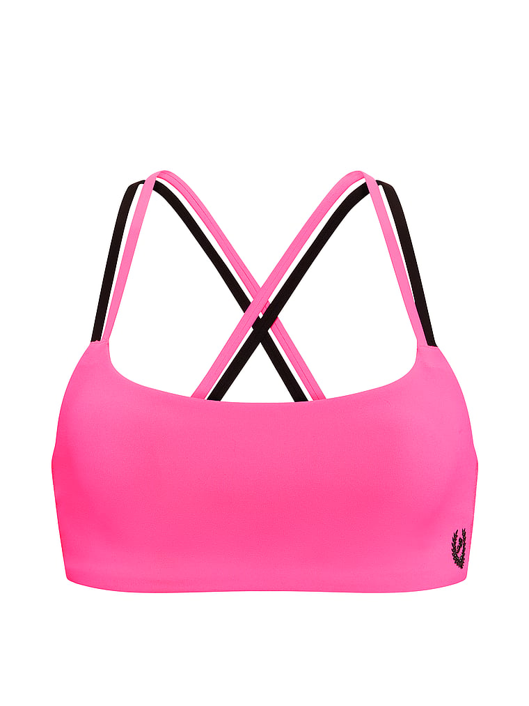 PINK PINK Relay™ Square-Neck Cross-Back Sports Bra, Fall For Me Pink, offModelFront, 4 of 5