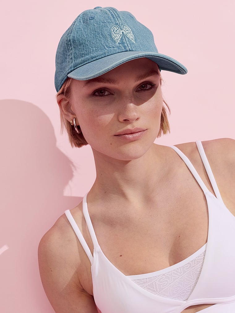 Victoria's Secret, Victoria's Secret Baseball Cap, Denim Wash, onModelFront, 1 of 3