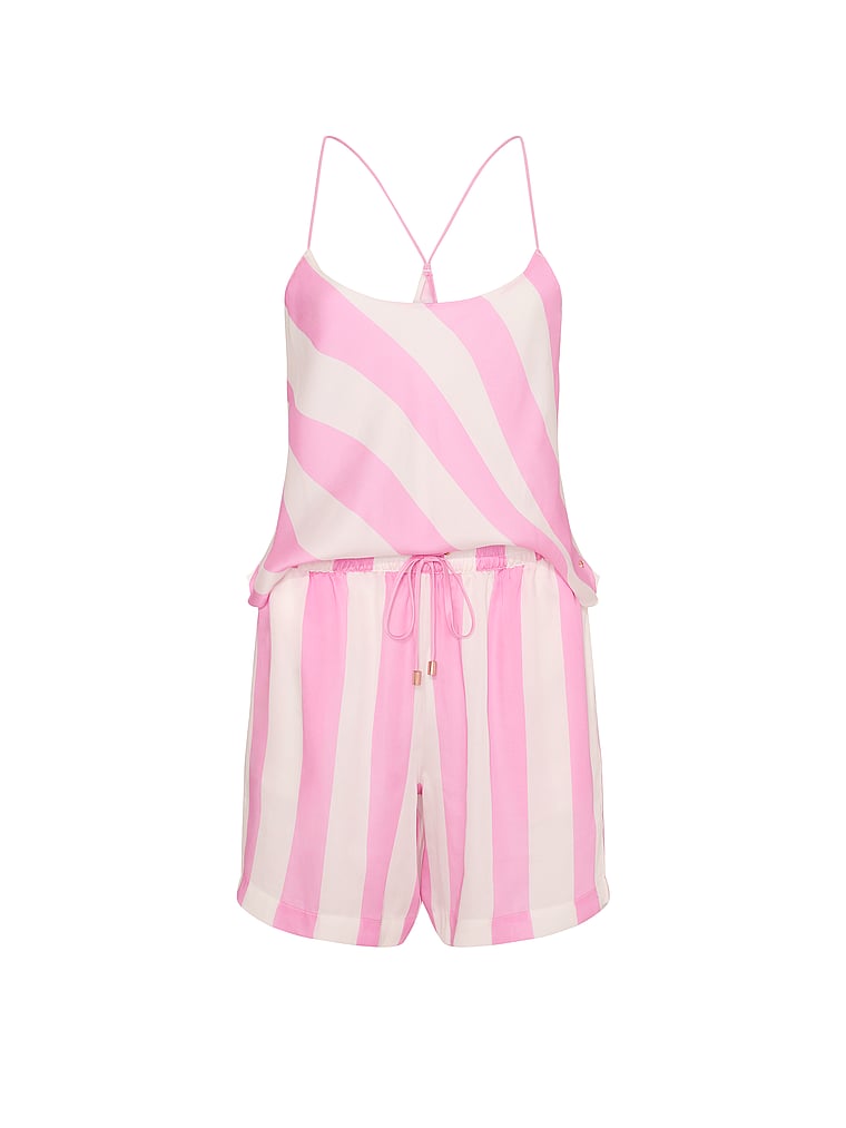 Victoria's Secret, Victoria's Secret TENCEL™ Cami & Shorts Pajama Set, Pink Sugar Stripes, offModelFront, 3 of 4