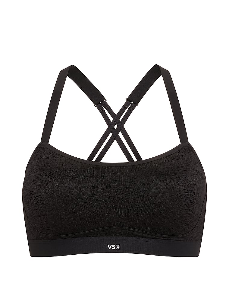 Victoria's Secret, VSX VSX Angel™ Sports Bra, Black, offModelFront, 3 of 3