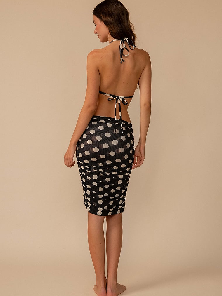 Victoria's Secret, Montce Ruched Midi Skirt , Polka Dot, onModelBack, 2 of 3