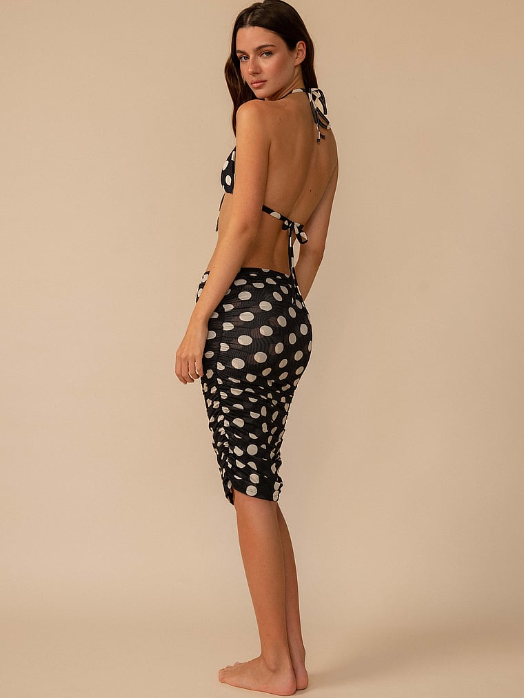Victoria's Secret, Montce Ruched Midi Skirt , Polka Dot, onModelSide, 3 of 3
