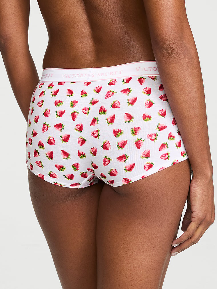 Victoria's Secret, Cotton Logo Cotton Lace Patch Boyshort Panty, Print, onModelBack, 2 of 2 Tsheca  is 5'9" and wears Small