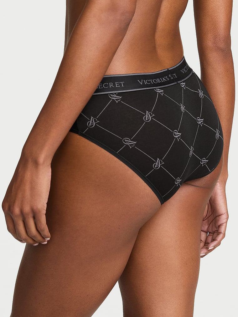 Victoria's Secret, Cotton Logo Cotton Shine Patch Hiphugger Panty, Diamond Vs Lockup, onModelBack, 2 of 2 Tsheca  is 5'9" and wears Small