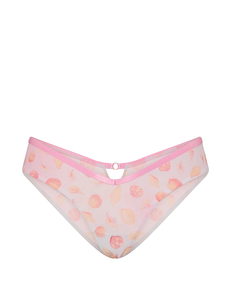 PINK Mesh Tanga Panty, Bliss Seashell Print, offModelFront, 3 of 3