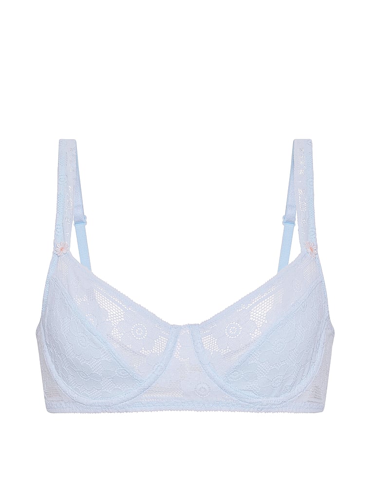 Victoria's Secret, The Lacie Lacie Unlined Balconette Bra, Belle Blue, offModelFront, 3 of 3