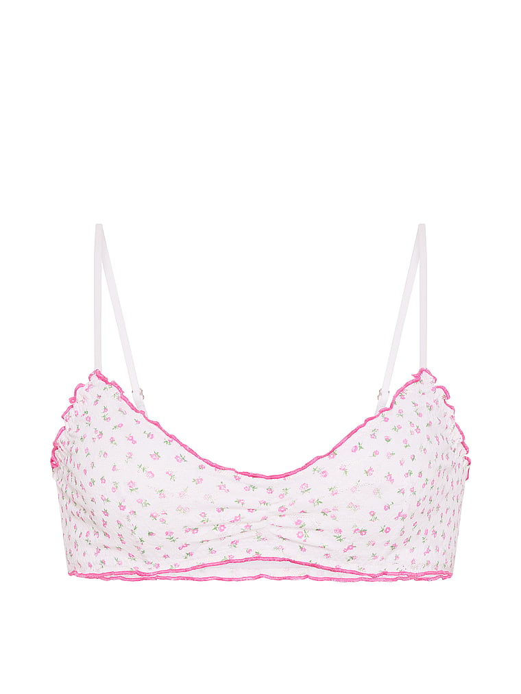 PINK by Frankies Bikinis Eden Lace Bralette, Ditsy Floral, offModelFront, 4 of 4