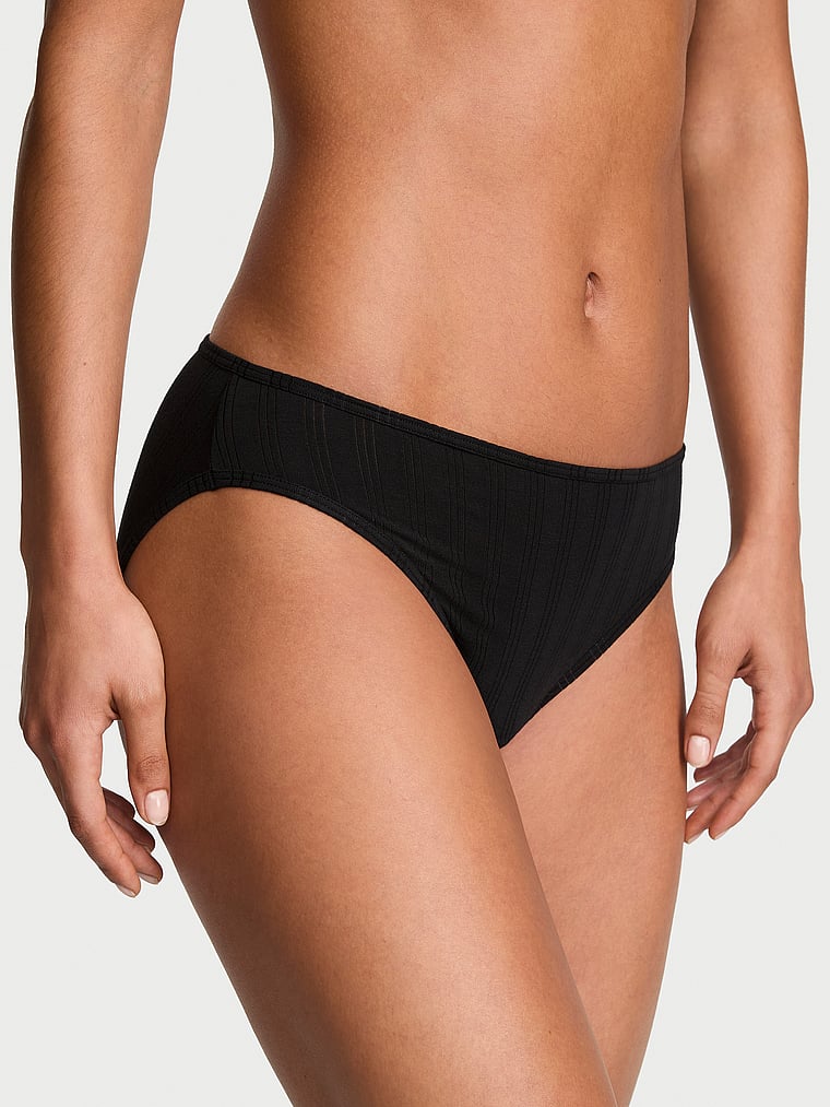 Victoria's Secret, Victoria's Secret Stretch Cotton High-Leg Brief Panty, Black, onModelFront, 1 of 3 Nikita  is 5'10" and wears Small