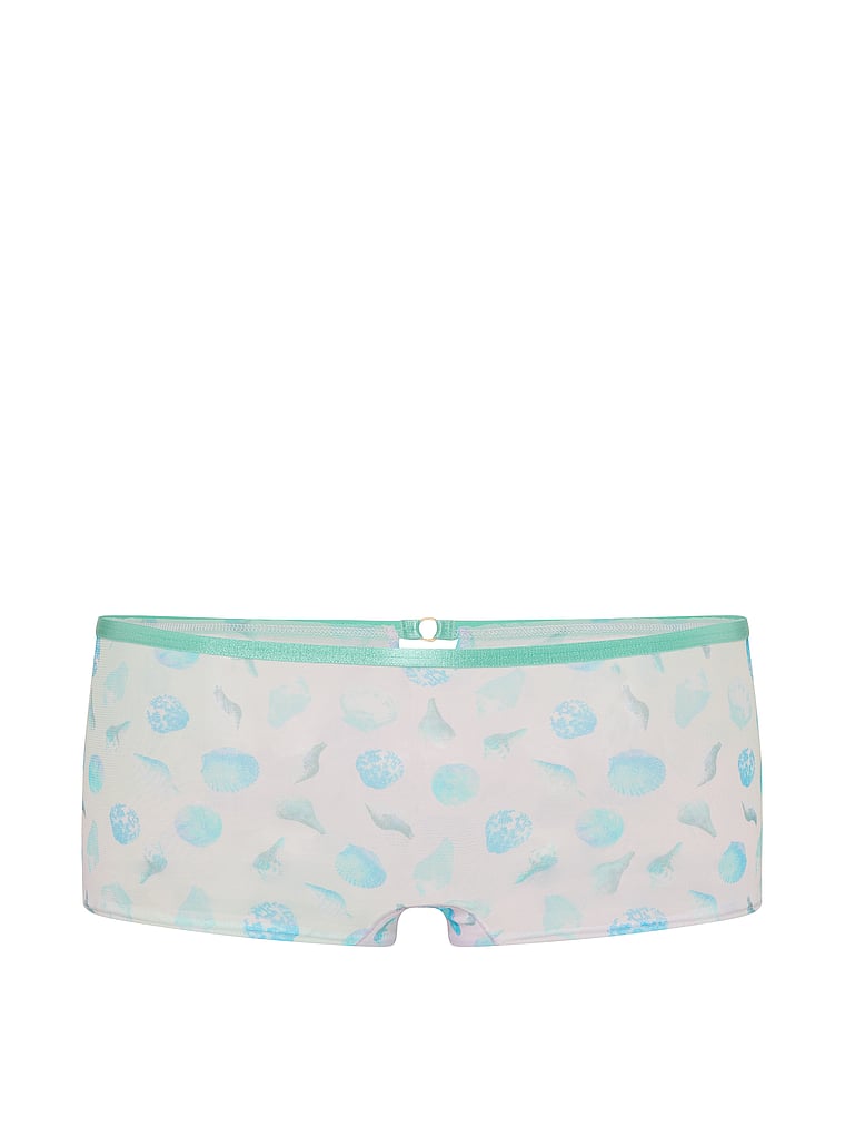 PINK Mesh Boyshort Panty, Frosted Iris Seashell Print, offModelFront, 3 of 3