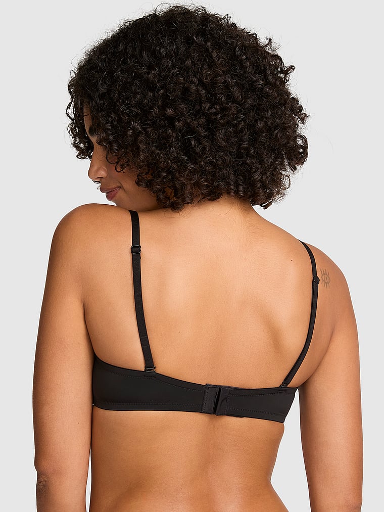 PINK Wear Everywhere™ Push-Up Strapless Bra, Black, onModelBack, 2 of 3 Vanessa is 5'10" or 178cm and wears 32B or Small
