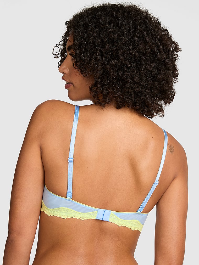 PINK Wink PINK Wink™ Lightly Lined Plunge Bra, Blue Dancer, onModelBack, 2 of 4 Vanessa is 5'10" or 178cm and wears 32B or Small
