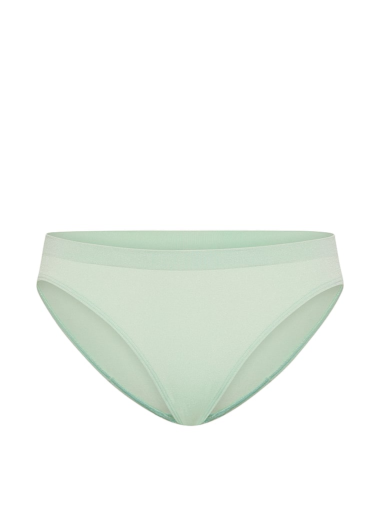 Victoria's Secret, Seamless Seamless Eyelet Bikini Panty, Waterfall, offModelFront, 3 of 3