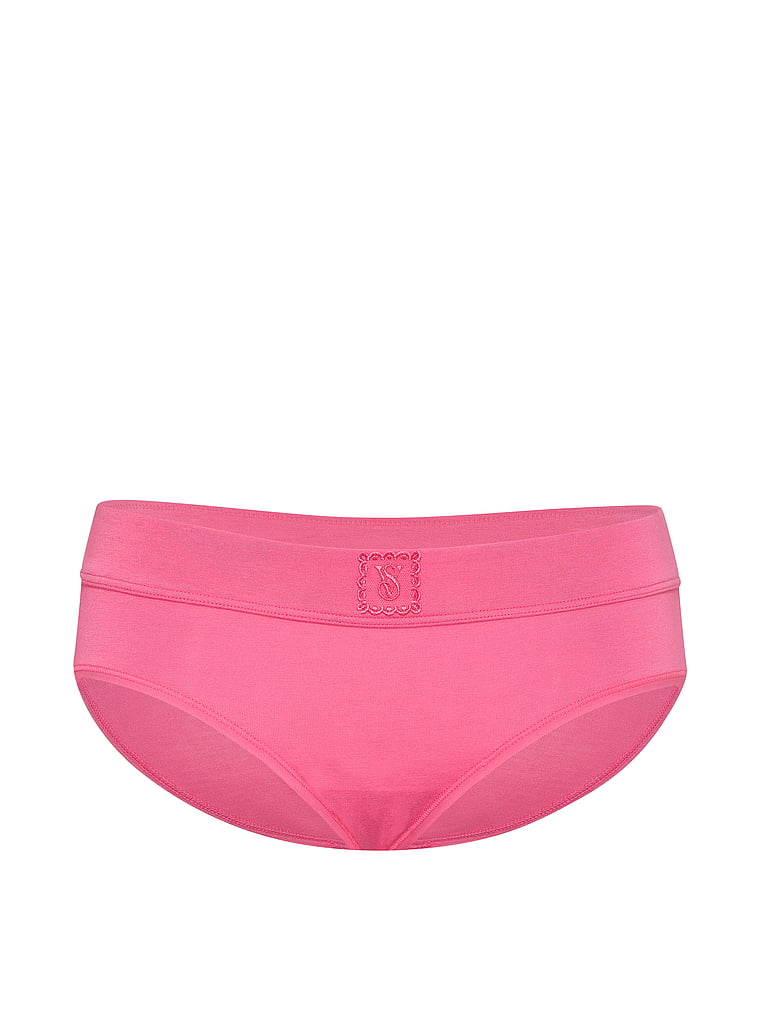 Victoria's Secret, Cotton Logo Cotton Hiphugger Panty, Pink Radiance, offModelFront, 3 of 3