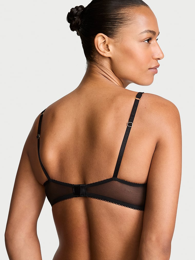 Victoria's Secret, Dream Angels Wicked Unlined Lace Balconette Bra, Black, onModelBack, 2 of 3 Nikita  is 5'10" or 178cm and wears 34B or Small