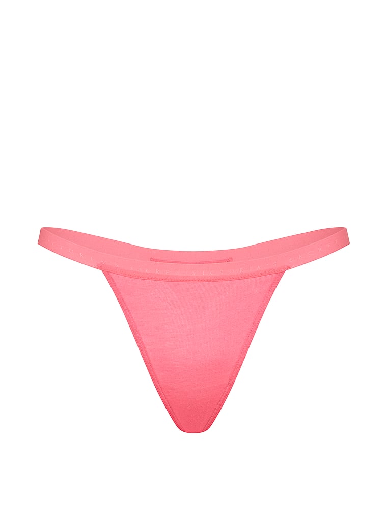 Victoria's Secret, Victoria's Secret Stretch Cotton V-String Panty, Pink Cocktail, offModelFront, 3 of 3
