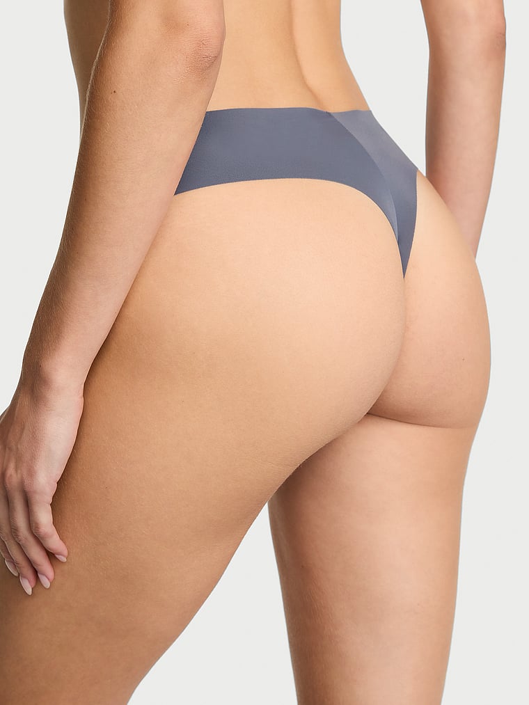 Victoria's Secret, No-Show No-Show Lace Thong Panty, Black Pearl, onModelBack, 2 of 3 Ari is 5'9" and wears Small