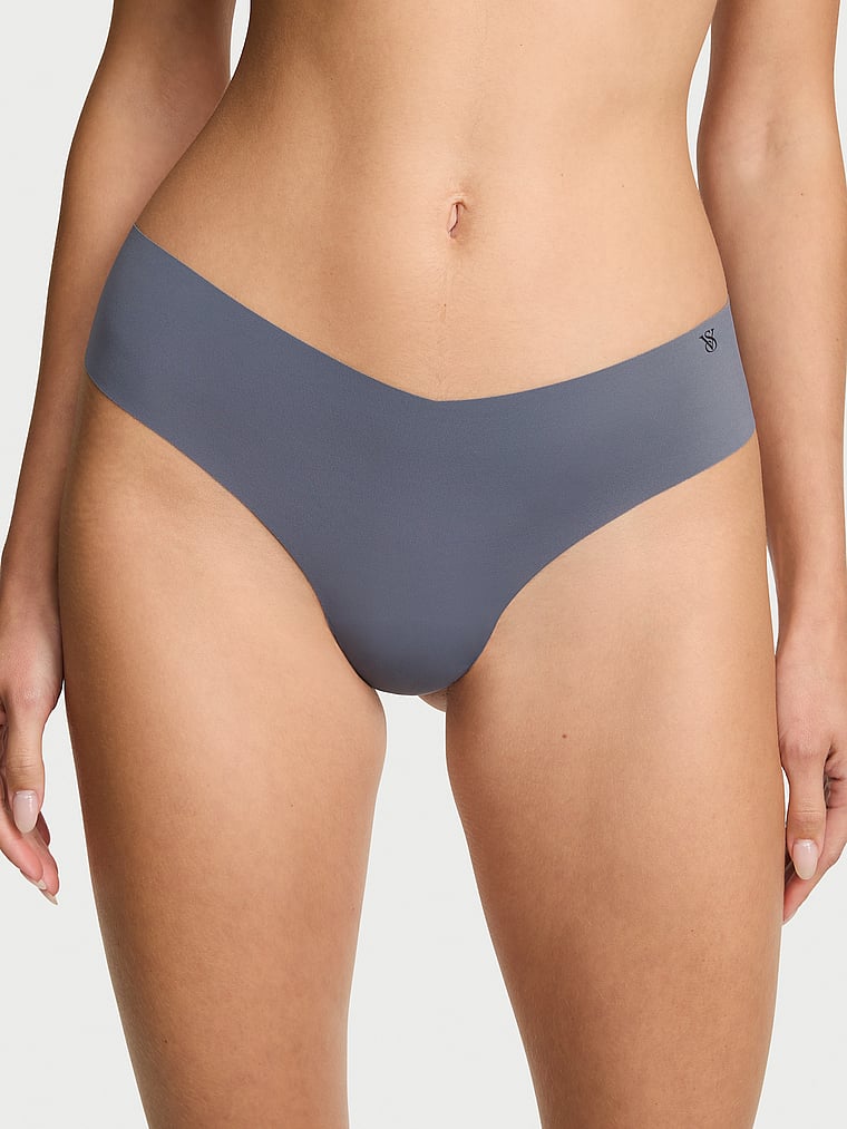 Victoria's Secret, No-Show No-Show Lace Thong Panty, Black Pearl, onModelFront, 1 of 3 Ari is 5'9" and wears Small