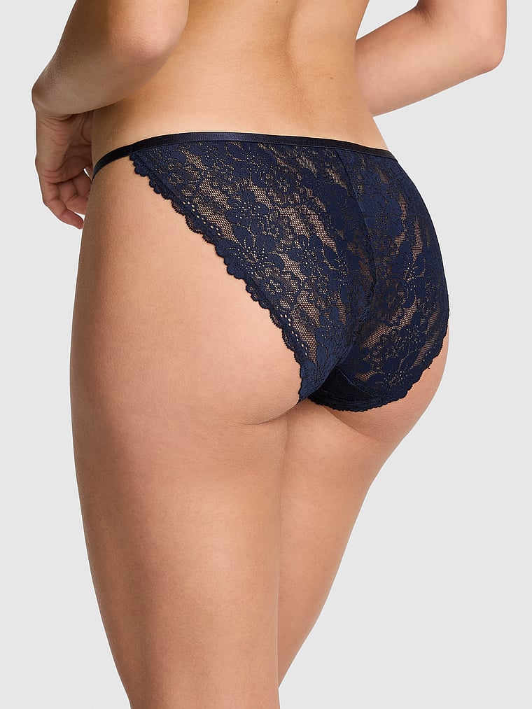 PINK PINK Wink™ String Bikini Panty, Noir Navy, onModelBack, 2 of 3 Ruby is 5'6" or 168cm and wears Small