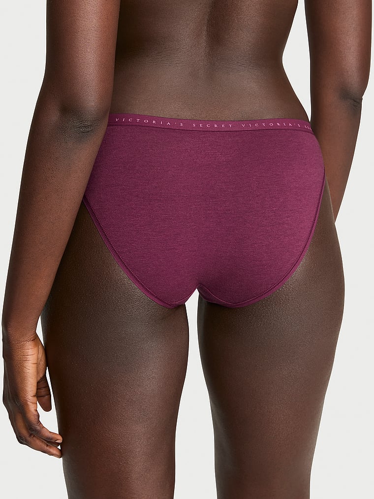 Victoria's Secret, Victoria's Secret Body by Victoria Stretch Cotton Lace-Waist Bikini Panty, Pink, onModelBack, 2 of 2