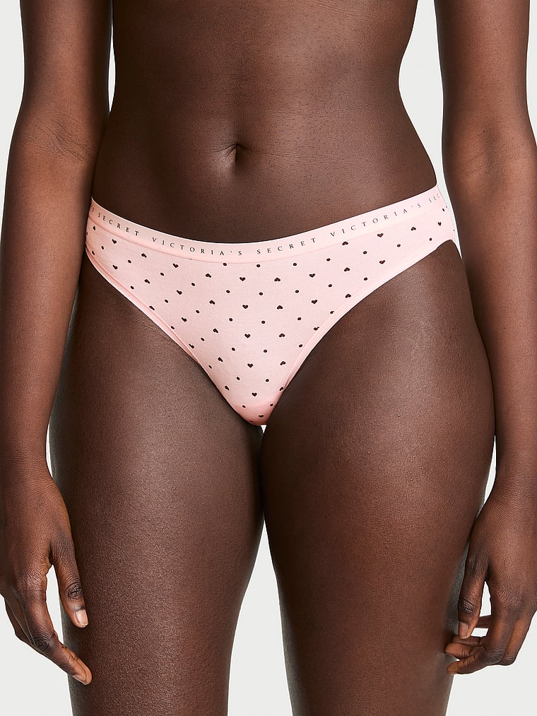 Victoria's Secret, Victoria's Secret Body by Victoria Stretch Cotton Lace-Waist Bikini Panty, Print, onModelFront, 1 of 2