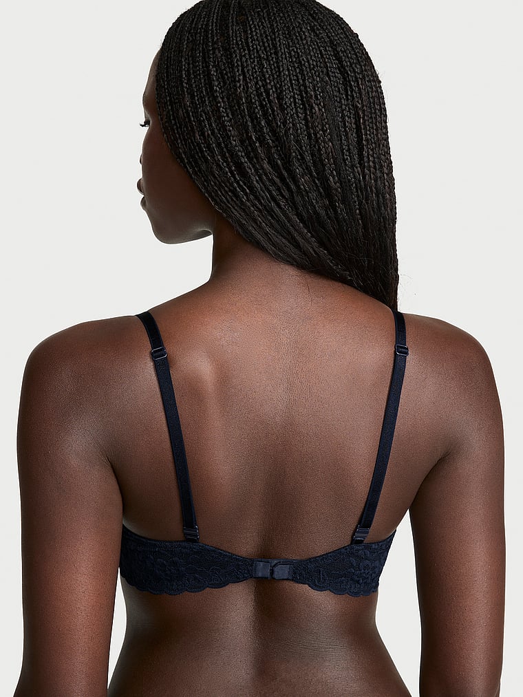 Victoria's Secret, Victoria's Secret Sexy Tee Dot Geo Lace Wireless Push-Up Bra, Noir Navy, onModelBack, 2 of 3