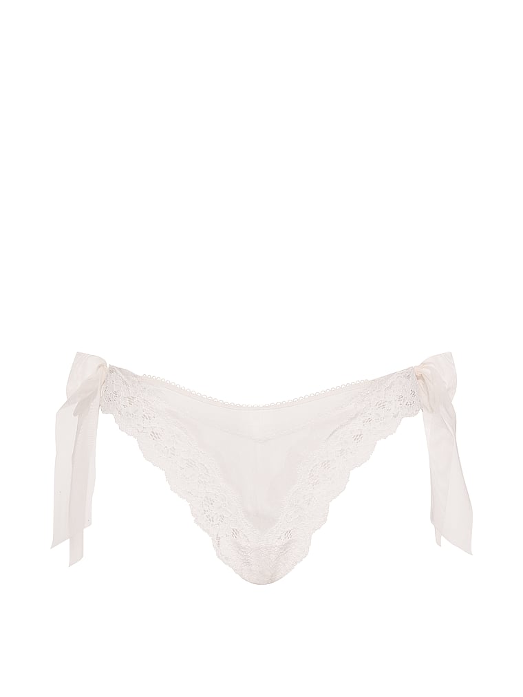 Victoria's Secret, Dream Angels Lace & Mesh Side-Bow Brazilian Panty, offModelFront, 3 of 3