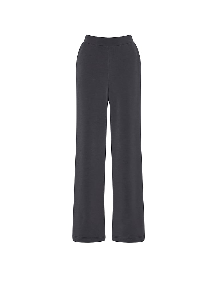 Victoria's Secret, VSX Featherweight Knit Wide-Leg Pant, Pure Black, offModelFront, 3 of 3