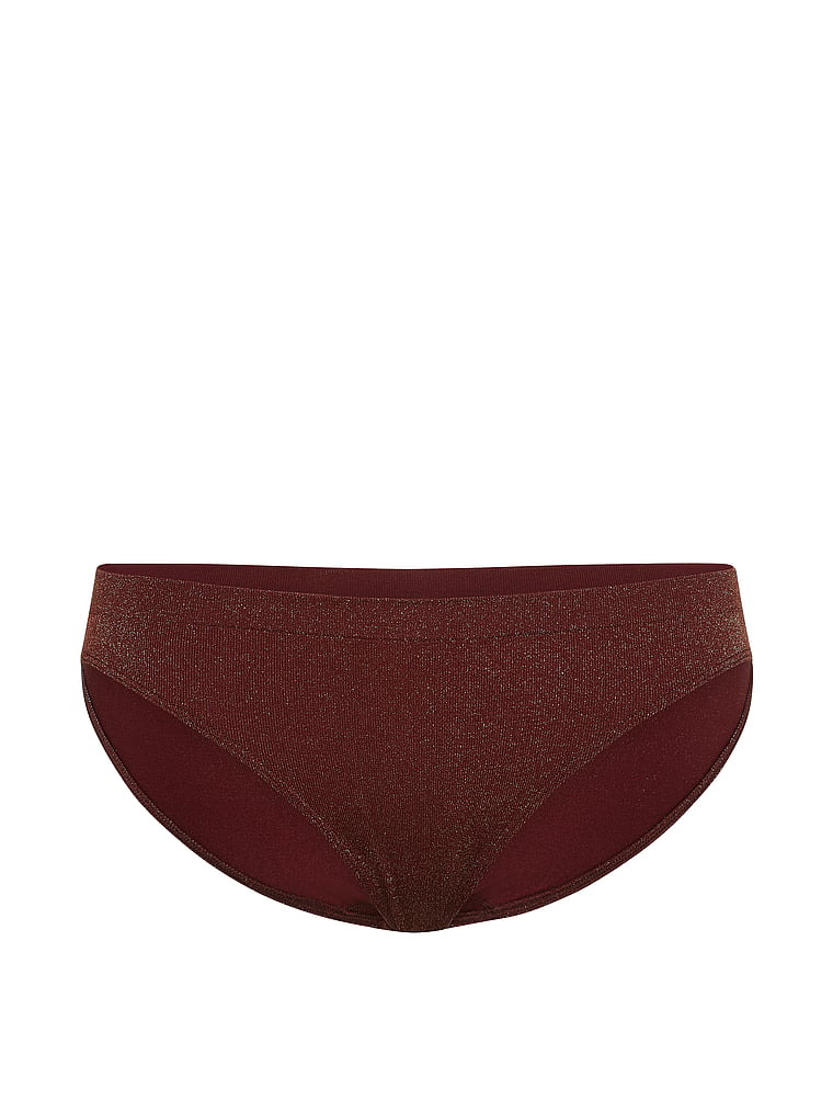 Victoria's Secret, Seamless Seamless Shimmer Bikini Panty, Cherry Wood, offModelFront, 3 of 3