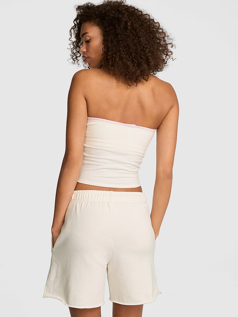 PINK All-Day Cotton™ Side-Ruched Tube Top, Cozy White, onModelBack, 2 of 5