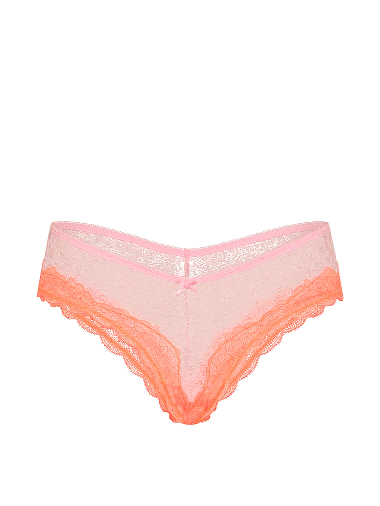 Victoria's Secret, Victoria's Secret Tease Sheer Shimmer High-Leg Cheeky Panty, Boardwalk Pink, offModelFront, 3 of 3