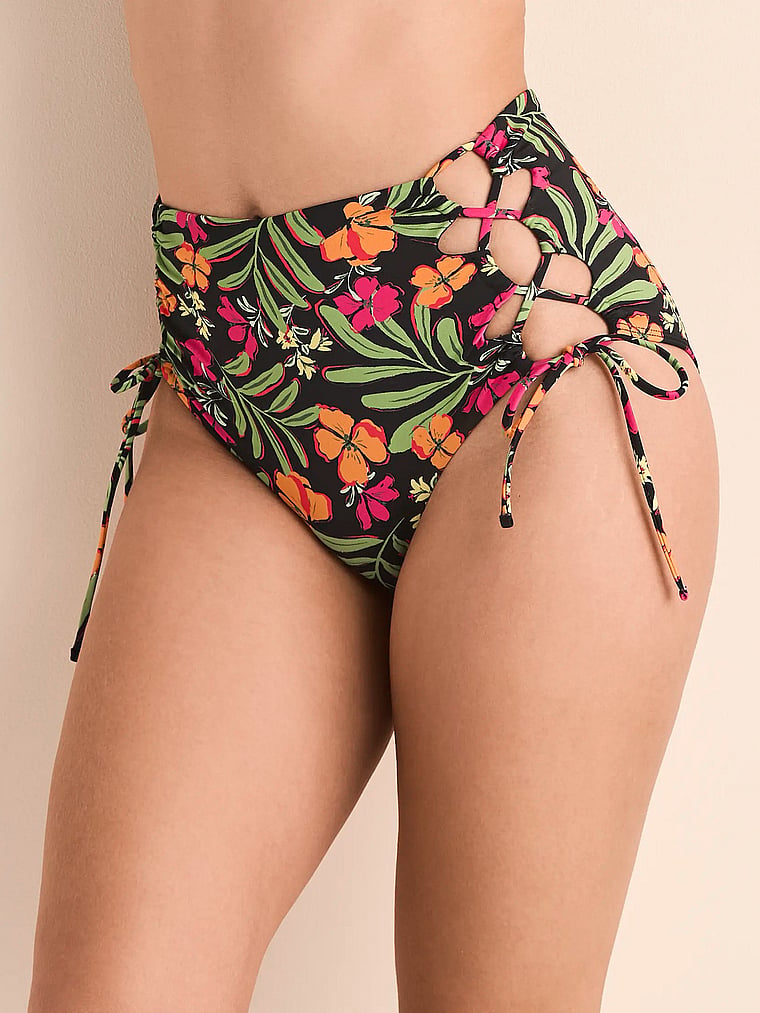 Victoria's Secret, Adore Me Tatiana Hi-Waist Swim Bottom, Island Imprint, onModelFront, 1 of 3