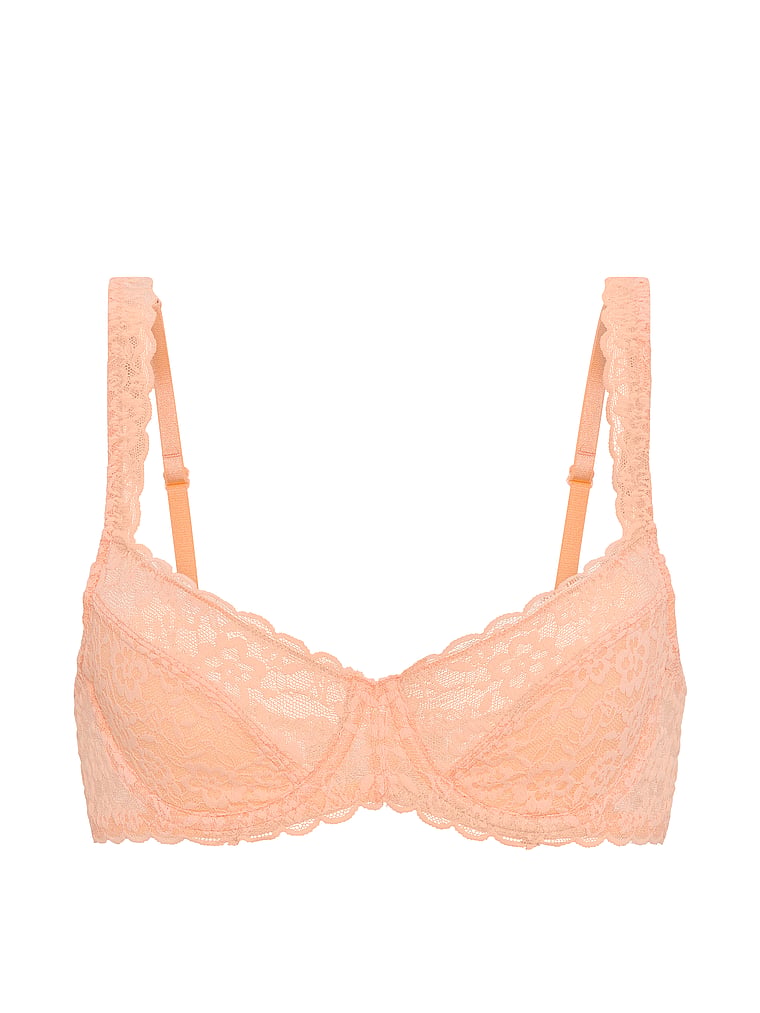 Victoria's Secret, Victoria's Secret Lacie Unlined Balconette Bra, Sunlit Apricot, offModelFront, 3 of 3