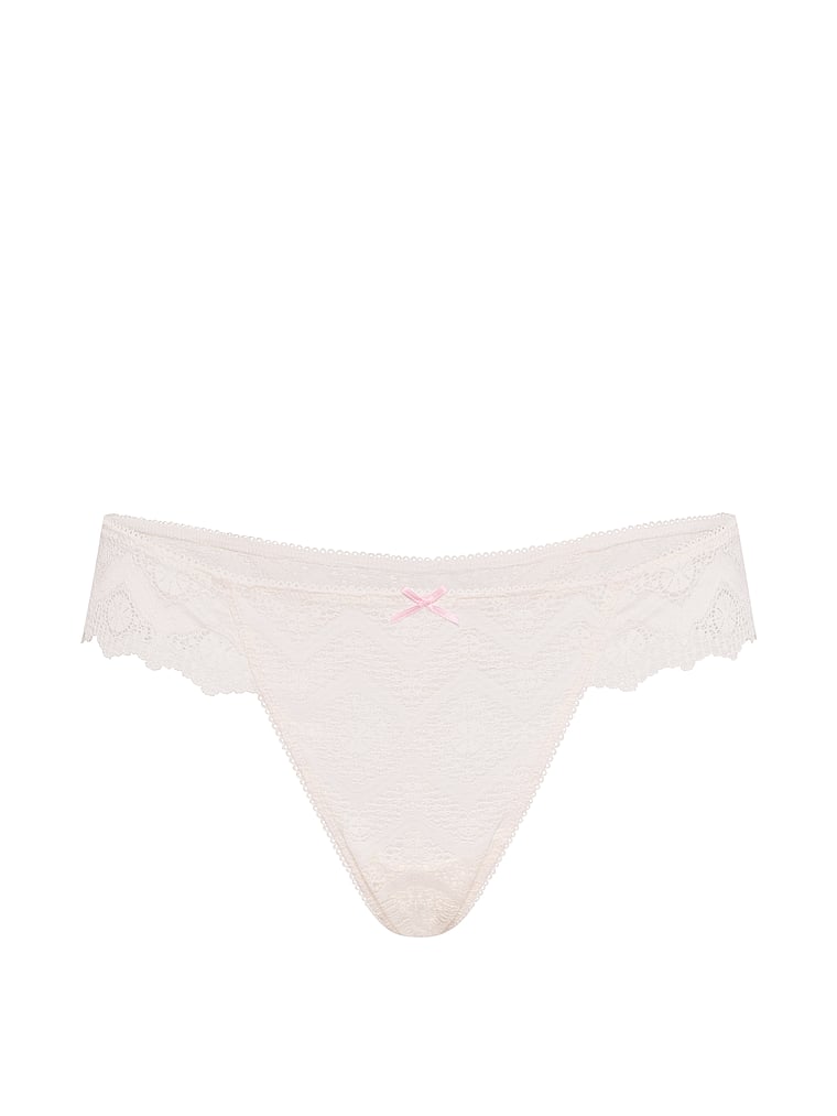 PINK PINK Wink™ Thong Panty, Coconut White, offModelFront, 3 of 3
