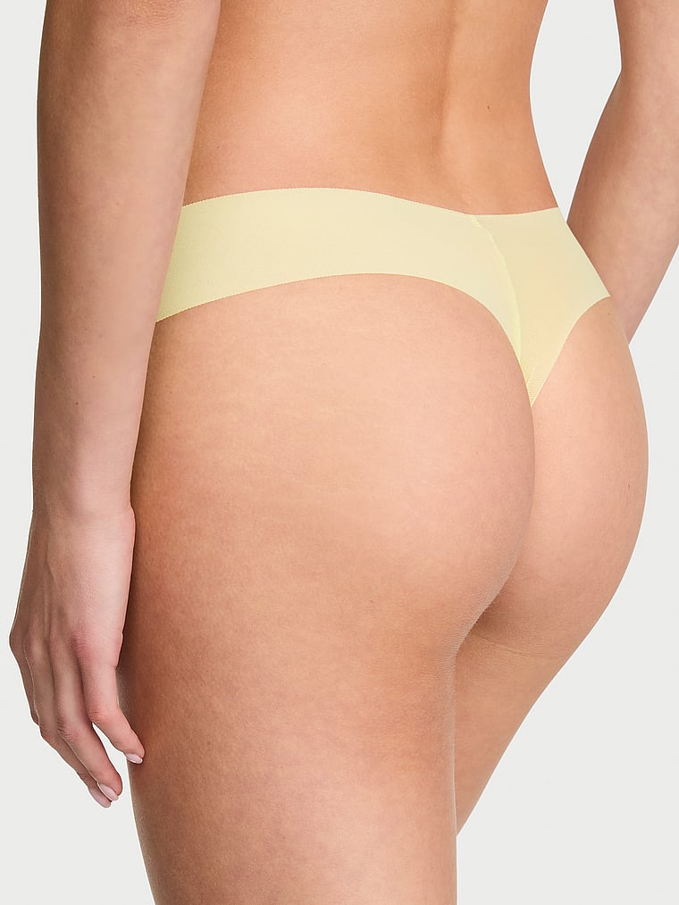 Victoria's Secret, No-Show No-Show Lace Thong Panty, Lime Yellow, onModelBack, 2 of 5 Aga is 5'10" and wears Small