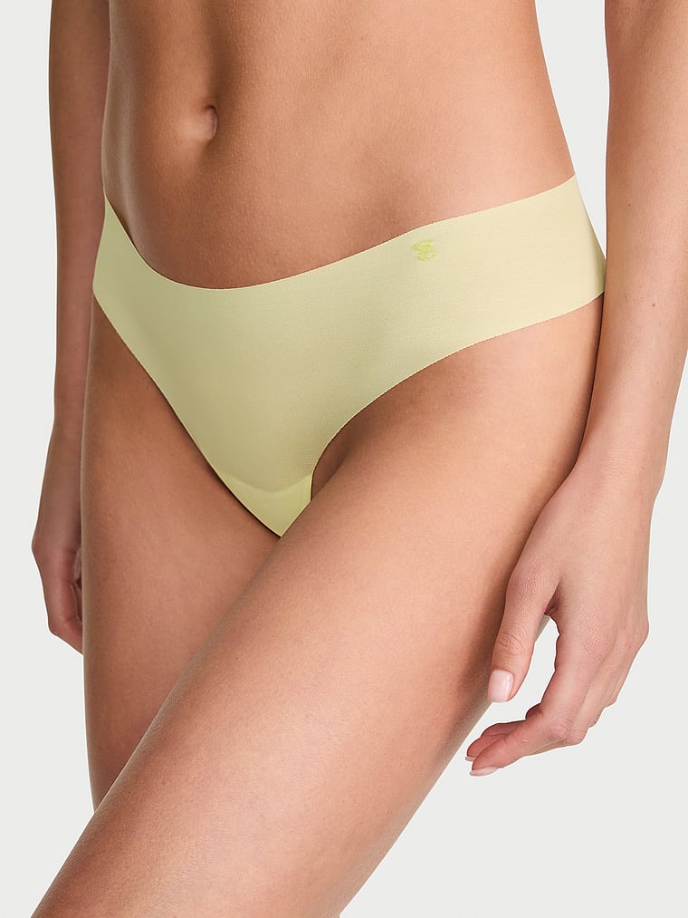 Victoria's Secret, No-Show No-Show Lace Thong Panty, Lime Yellow, onModelFront, 1 of 5 Aga is 5'10" and wears Small