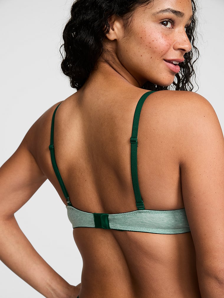 PINK Wear Everywhere™ Lightly Lined Wireless Bra, Heather Soft Sage, onModelBack, 2 of 4