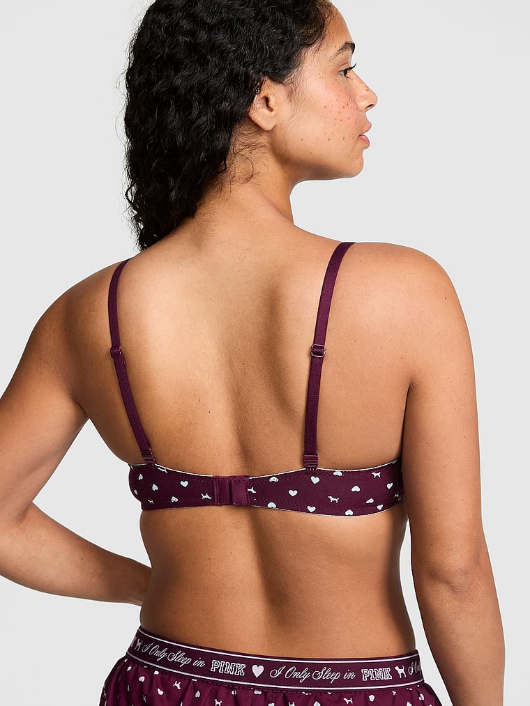PINK Wear Everywhere™ Lightly Lined Wireless Bra, Wild Rose Heart & Dog Print, onModelBack, 2 of 3