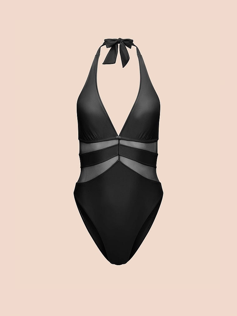 Victoria's Secret, Adore Me Rikki One-Piece Swimsuit, Jet Black, offModelFront, 4 of 4