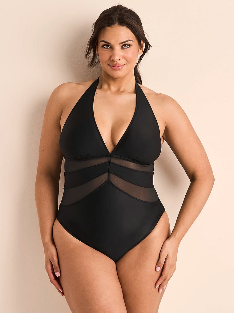 Victoria's Secret, Adore Me Rikki One-Piece Swimsuit, Jet Black, onModelSide, 3 of 4