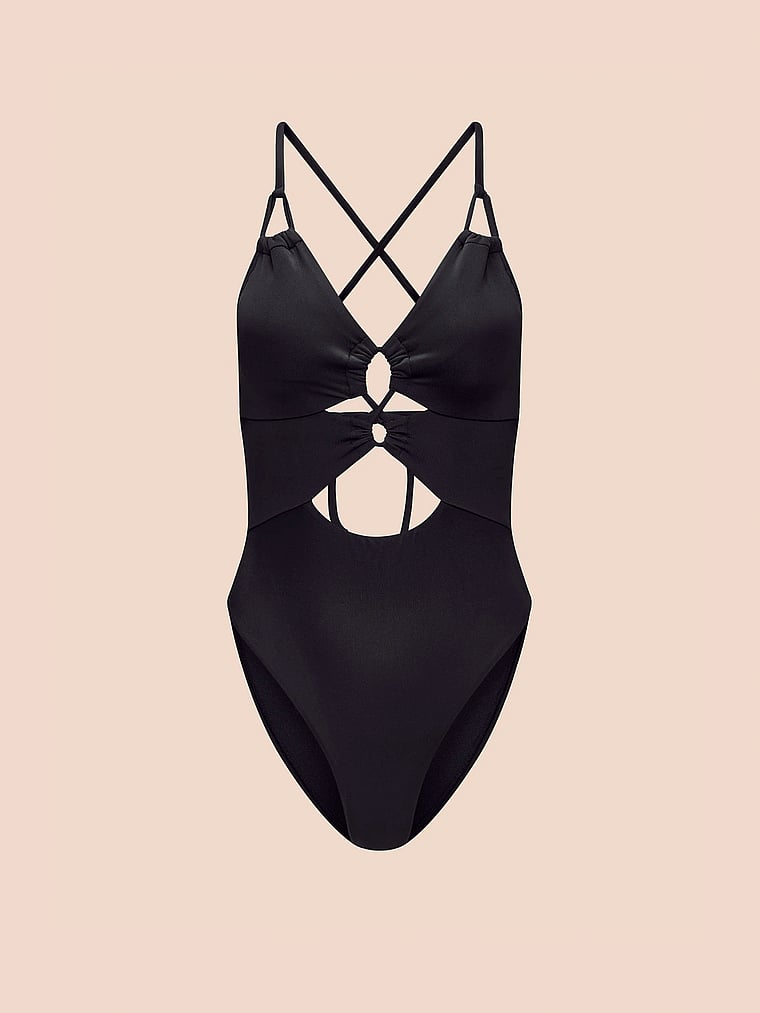 Victoria's Secret, Adore Me Taryn  One-Piece Swimsuit, Jet Black, offModelFront, 3 of 3