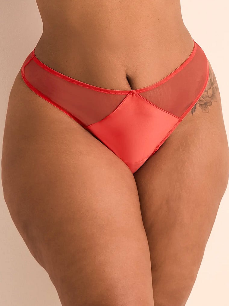 Victoria's Secret, Adore Me Brittani Thong Panty, Hibiscus, onModelFront, 1 of 3