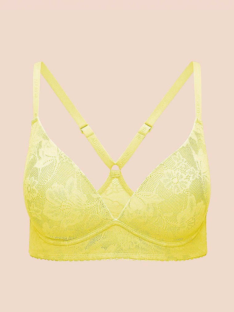 Victoria's Secret, Adore Me Shelsy Plunge Bra, Yellow Jasper, offModelFront, 3 of 3