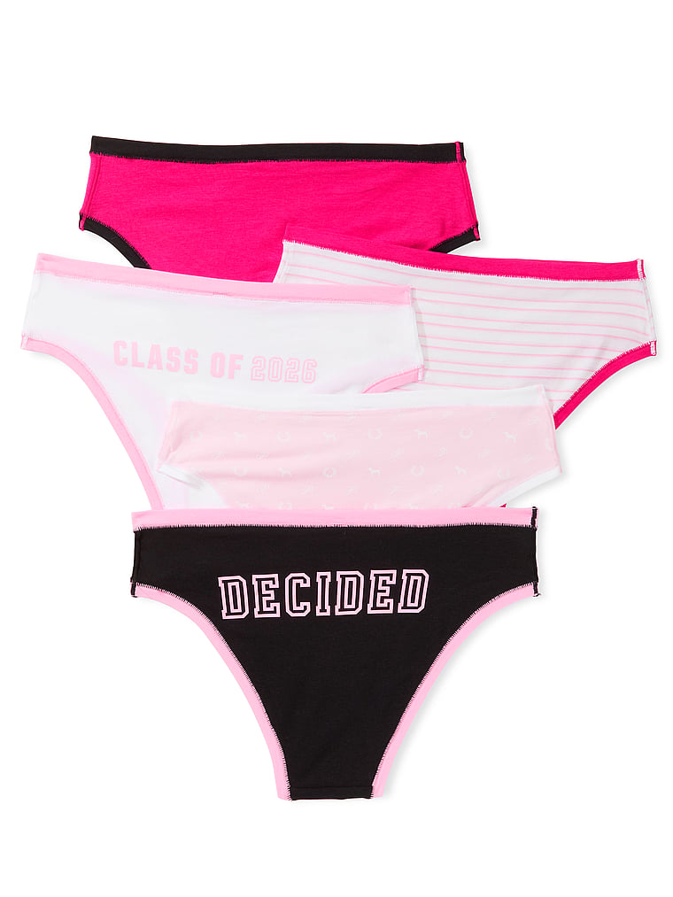 PINK 5-Pack Cotton Cheeky Panties, Graduation Pack, onModelFront, 1 of 2