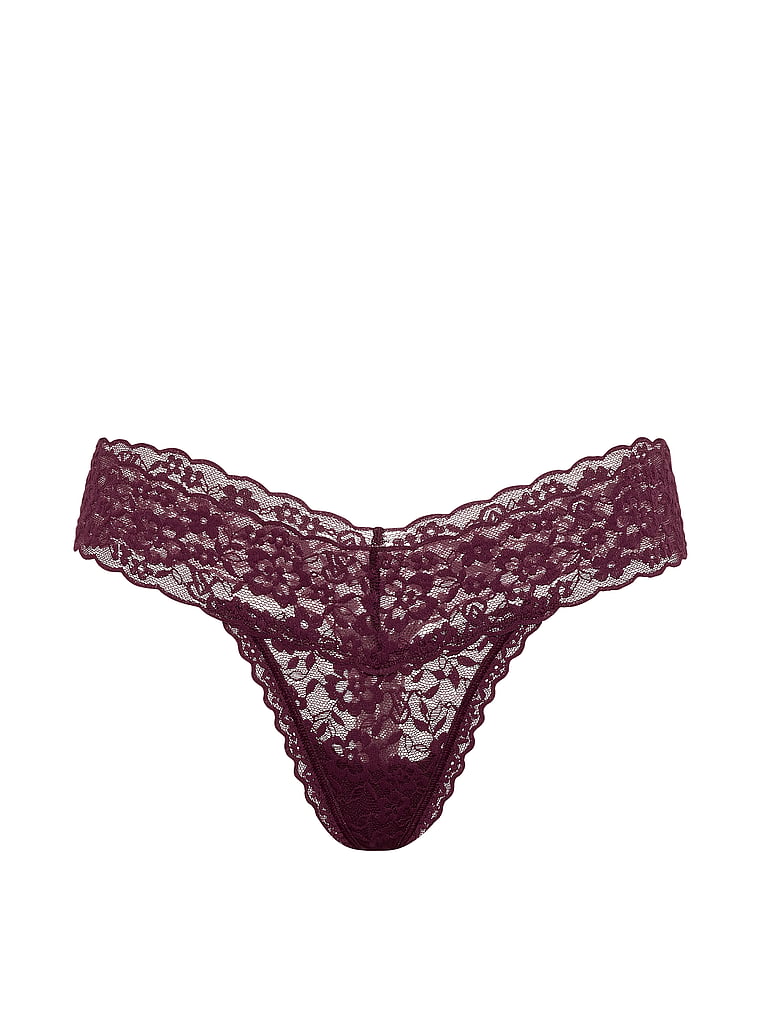 Victoria's Secret, The Lacie Lace Lace-Up Thong Panty, Pink, offModelFront, 3 of 3