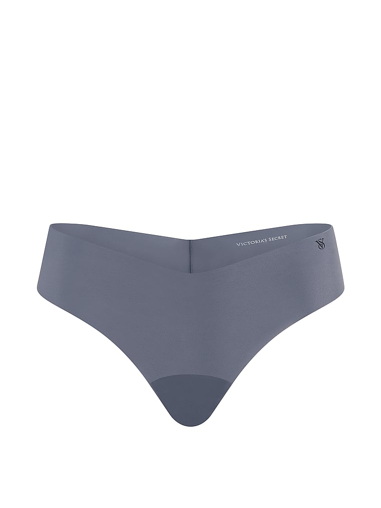 Victoria's Secret, No-Show No-Show Lace Thong Panty, Black Pearl, offModelFront, 3 of 3