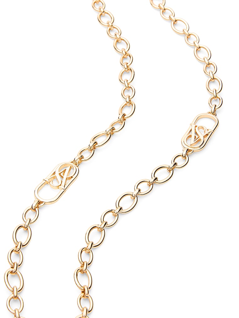 Victoria's Secret, Victoria's Secret Monogram Chain Belt, Gold, onModelBack, 2 of 3
