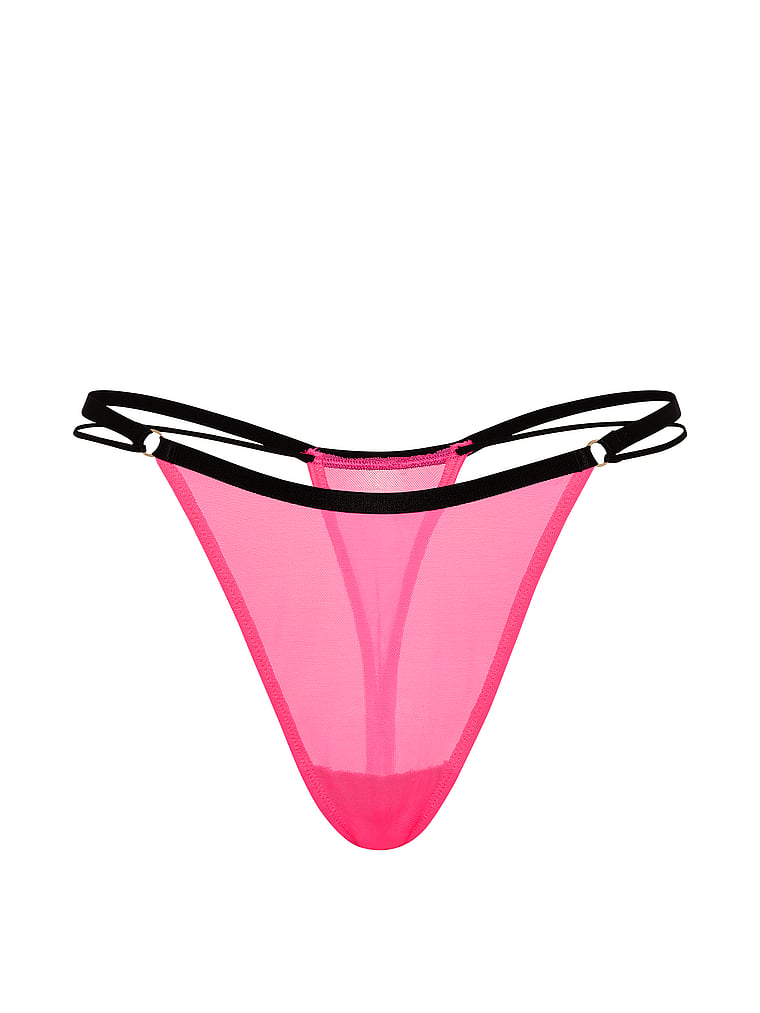 PINK Mesh High-Leg Thong Panty, offModelFront, 3 of 3