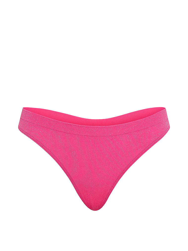 Victoria's Secret, Seamless Seamless Thong Panty, Haute Pink, offModelFront, 4 of 4
